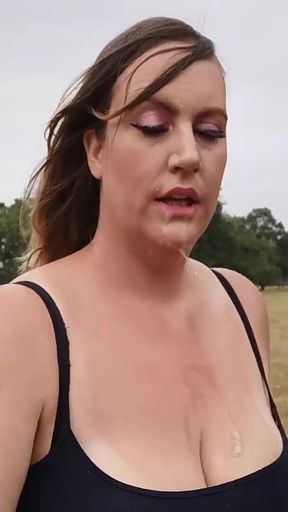 Outdoor BJ with Cum Walk - British Big Tits MILF