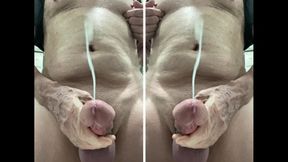 Massive Head On Cumshot in Split Screen