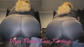 Yoga pants face Farting