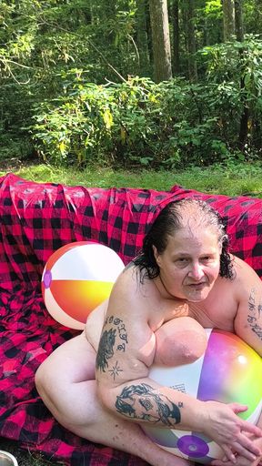 Beach Ball Fight She&#039;s Getting Wet From Her Pussy so Tight