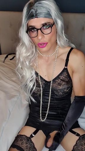 Gorgeous blonde touching herself