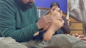 Husband Can’t Resist His Beautiful Wife’s Perfect Soles | Beautiful Indian Wife’s Soft Feet Worshipped by Her Loving Husband