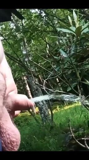 Daddy pissing with his hot cock