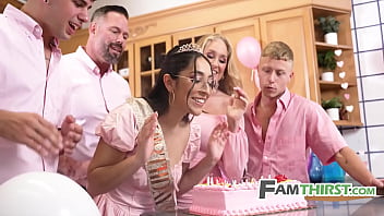 Step Daughter Turns 18yo And Step Family Gifts Gang Bang