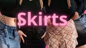 Trying on skirts