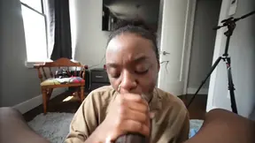 Nice to Meet You - Hot Ebony GF gives a deepthroat blowjob