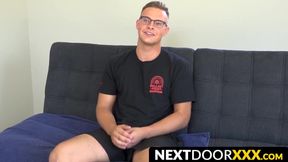 NextDoorXXX.com - Bald inked stud with a beard plays with his hard cock
