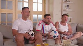 Redhead Hottie Gangbanged by Hung Studs on Couch