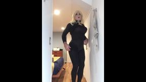 Brigittes Black Dress (trans, Crossdress, Mask, Female Mask, Fetish, Blonde, Pantyhose, High Heels)