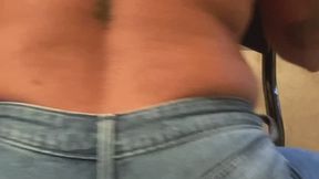 A shaving foam pie sitting masala with jeans on!