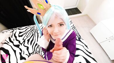 Tiny Shiro lost the game to Sora and gave herself to him, fulfilling his every sexual whims