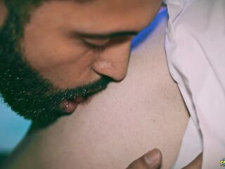 Large Cock Camilo Brown Banging Cute Twink Juan Ferrer Bareback At The Bar Covering His Face In Cum