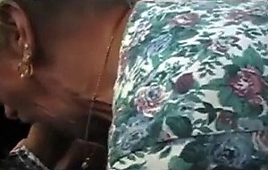 Granny shirley gives blowjob in car wash