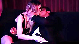 Amazing busty blonde shemale hottie suck massive cock a