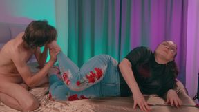 Cold Ignoring Mistress Accepts Foot Licking from Horny Slave Released from the Basement for 30 Minutes