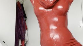 latex rubber catsuit and hoods and but plugs tease and cum and boots