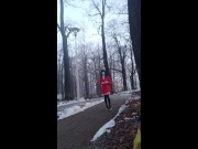 Shy sissy flashing in the park