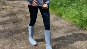Carina strip at the woods with Hunter and Nylons