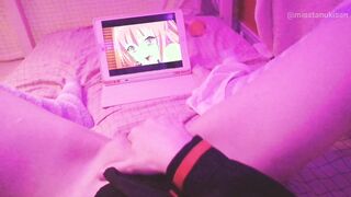 Kawaii baddie jerks-off subsequent class watching girlies hentai unto cums and pisses itself