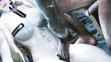 Skyrim elf princess in tight latex catsuit gets rough doggystyle outside