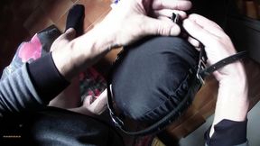 milf tied to a chair, mouth fucked with ring gag and throatpie pov