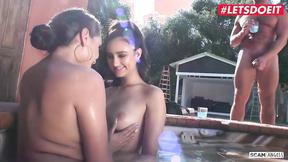 ”LETSDOEIT: Brunette Babes Sexy Threesome By The Pool with Vicki Chase & Eliza Ibarra”