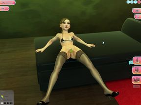 3d animation in which a girl play with banana