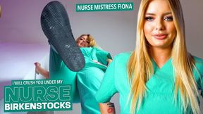 I will crush you under my Birkenstock slippers from work ( Giantess Feet with Nurse MIstress Fiona ) - FULL HD wmv