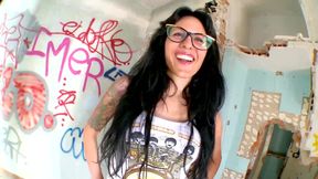 Spanish brunette fucks at abandoned ruins