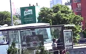 Hot risky public sex orgy by a tram stop