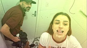 Real amateur gets hard fucked in bar bathroom