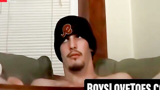 Skinny Twink's Leg Job - Hot Guy Rubbing His Body And Blowing A Load