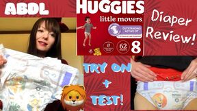 Huggies Little Movers size 8: Diaper Review and Wetting Demo!