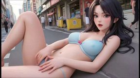 Ai Generated - 東京の街中て野外セックス 中出し