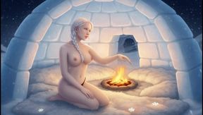AI -  Albino Girl in Snowy Igloo