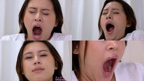 Erika Kononoba - CLOSE-UP of Japanese cute girl YAWNING - 1080p