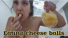 Eating cheese balls