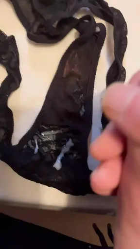 Jerking my thick cock and cumming on my step sis panties multiple times.