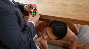 Can he solve his puzzle cube before he cums?