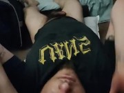 Shot a LOAD onto my FACE/Vans top no bottoms