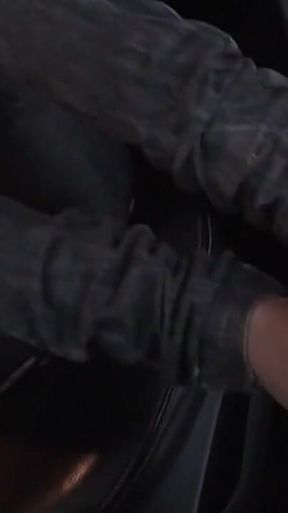 Jeans and Footjob in My Car!