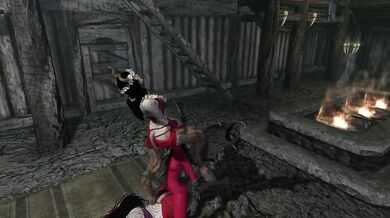 Lexy Skyrim 2 gets a 3some with a futa succubus outside in public