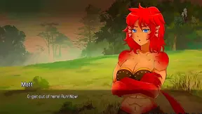 Redhead Muscle Woman Dominates New Anime Girl In Quest Failed Fantasy Scene