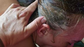 Babysitter sucking my wifes pussy while i fuck her