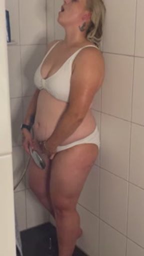 masturbation, showerhead, bikini, shaking, jerking, moaning, multiple orgasms, pussy wet wet horny