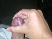 Shaved tiny dick cums