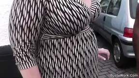 BBW swallowing huge black dick before riding