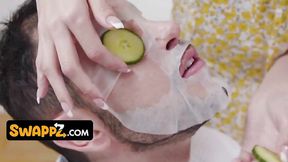 Skinny Babe Swallows Huge Cock