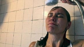 mud showering girl (wam, wet and messy)