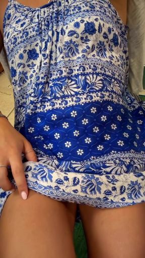 Sexy blue and white swimsuit